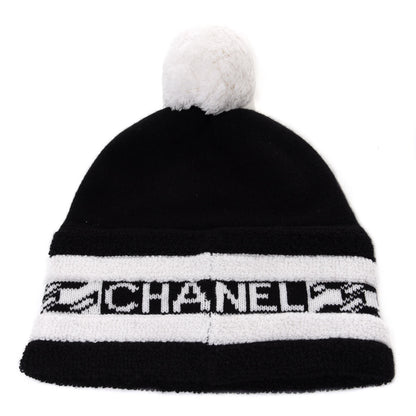 Chanel Cashmere CC Beanie Hat Ecru Black 3 of 7