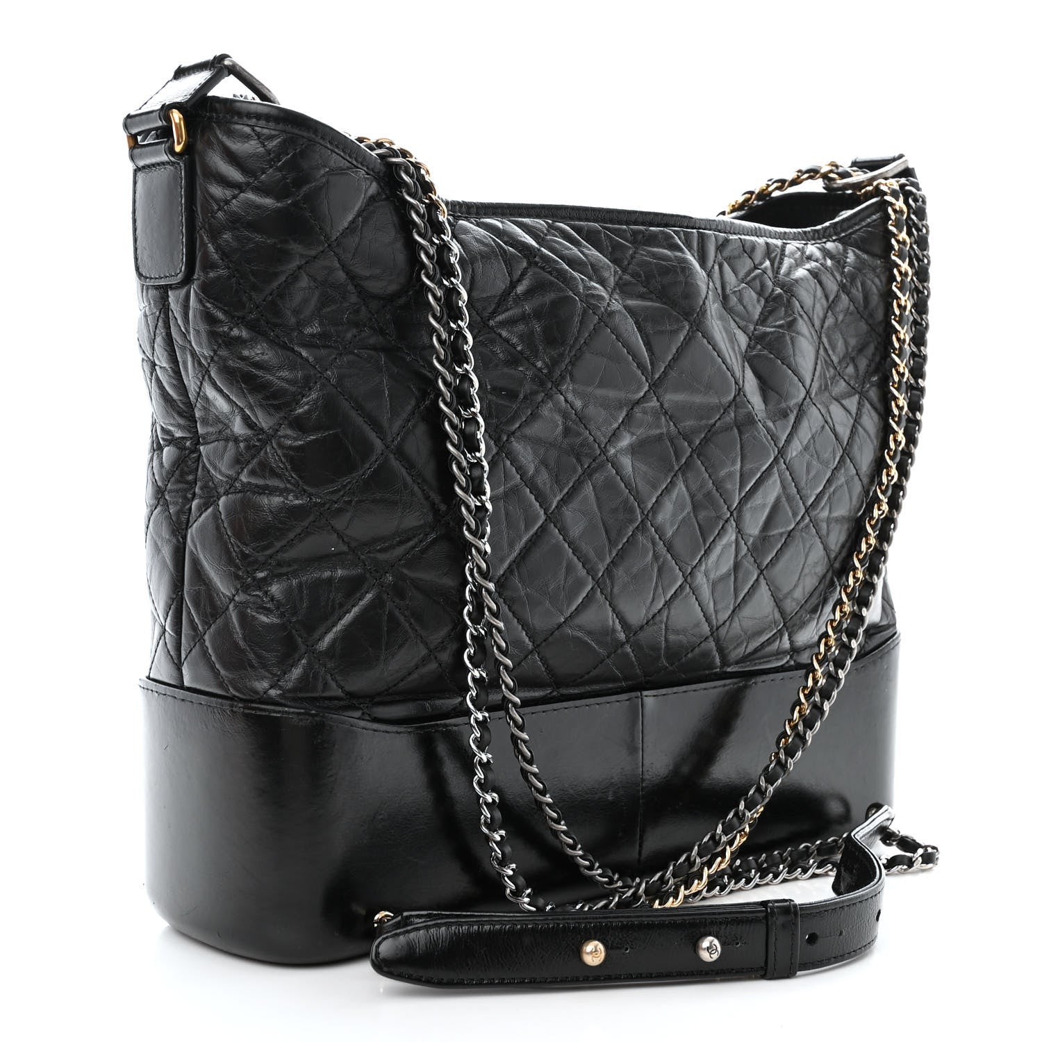 Chanel Aged Calfskin Quilted Large Gabrielle Hobo Black 3 of 12