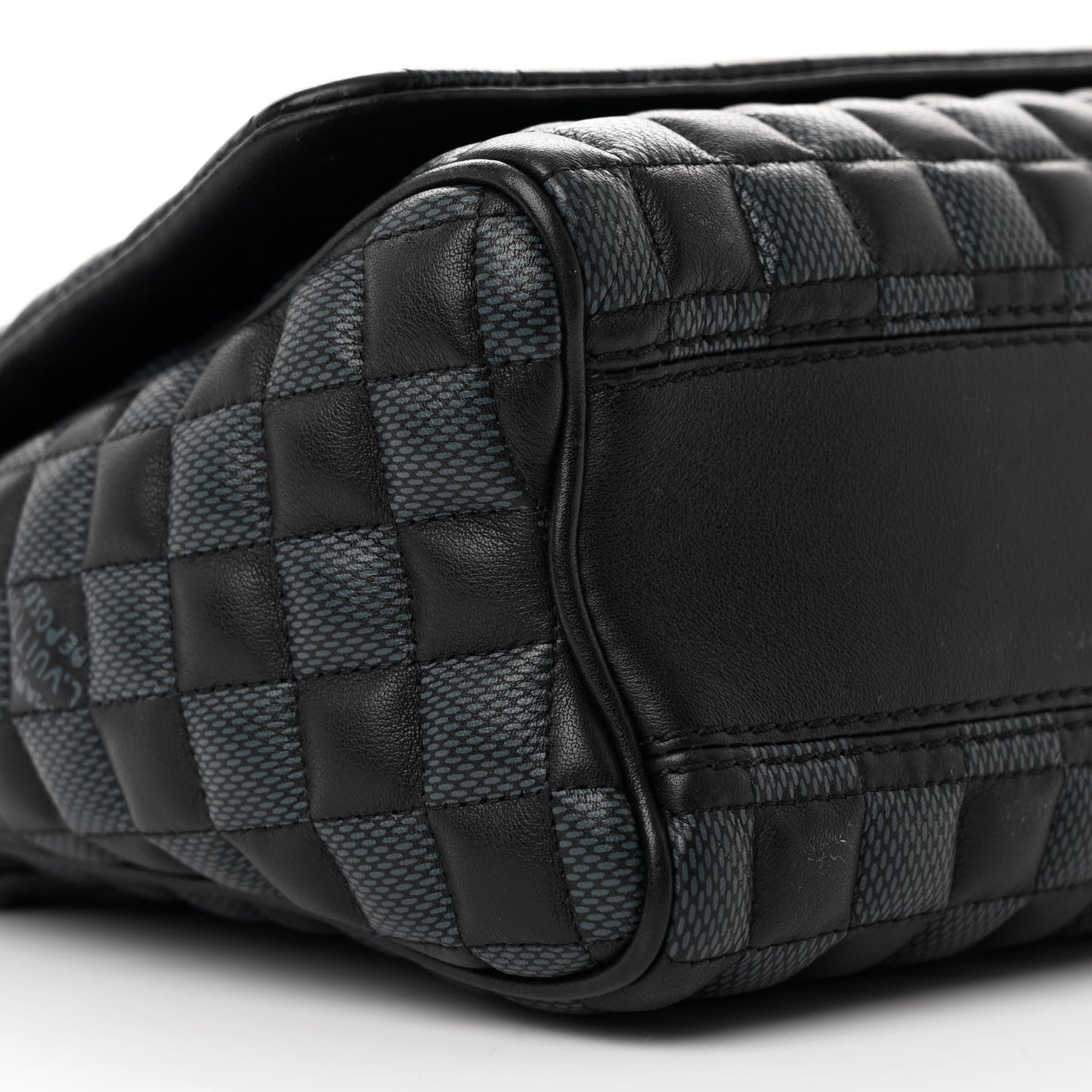 Calfskin Quilted Damier Twist MM Black Anthracite