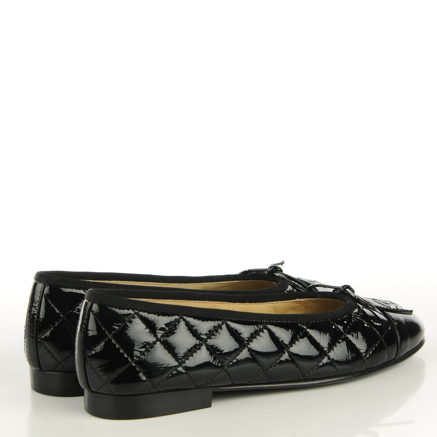 Chanel Patent Quilted Cap Toe Ballerina Flats 36.5 Black 4 of 8