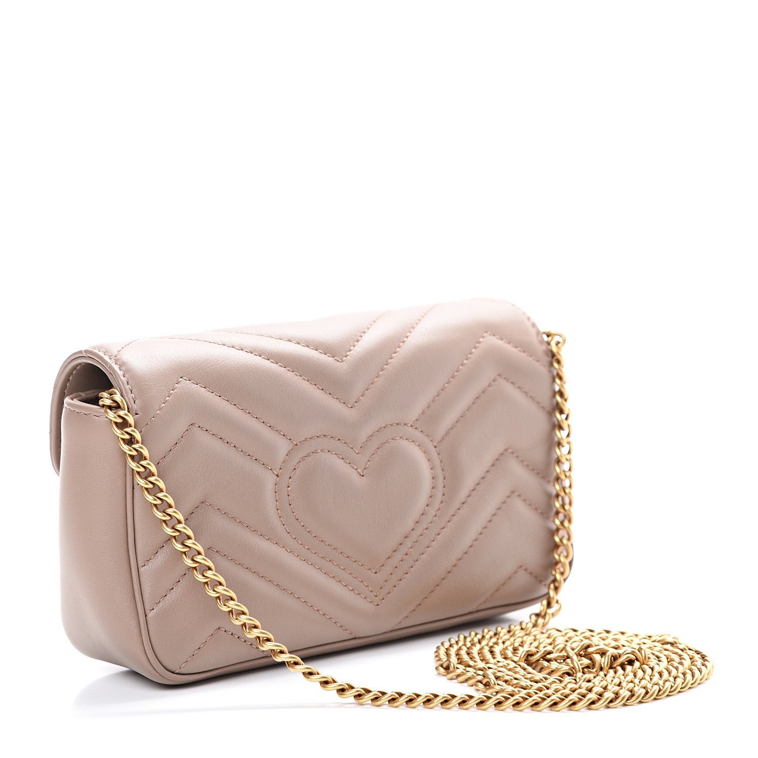 Gucci Calfskin Matelasse Super Mini GG Marmont Shoulder Bag Porcelain Rose 2 of 10