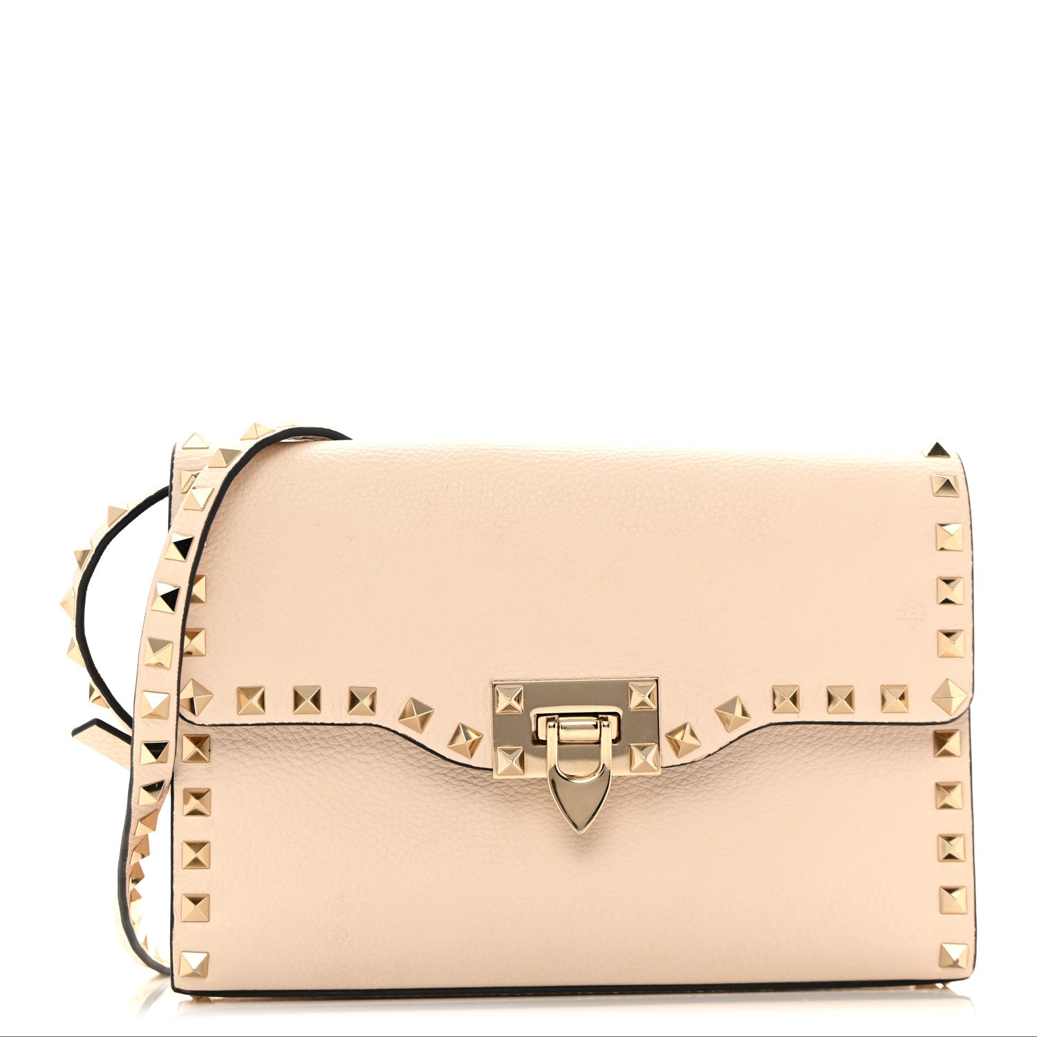 Valentino Garavani Pebbled Calfskin Medium Rockstud Flip Lock Crossbody Bag  Light Ivory 1 of 10