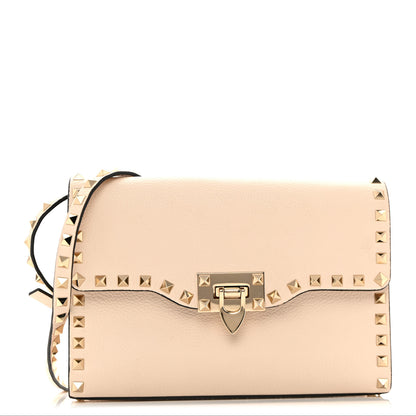 Valentino Garavani Pebbled Calfskin Medium Rockstud Flip Lock Crossbody Bag  Light Ivory 1 of 10