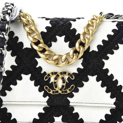 Chanel Calfskin Crochet 19 Wallet On Chain WOC White Black 11 of 12