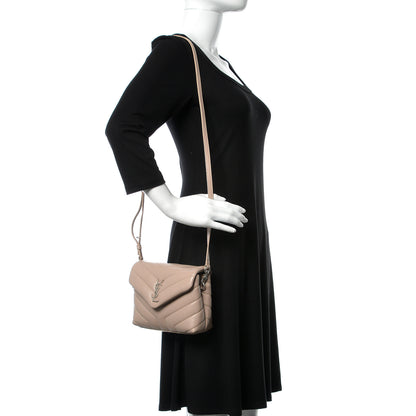 Saint Laurent Calfskin Y Quilted Monogram Toy Loulou Crossbody Bag Nude Powder 2 of 8