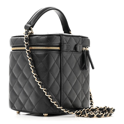 Chanel Caviar Quilted Small Top Handle Vanity Case With Chain Black 3 of 10