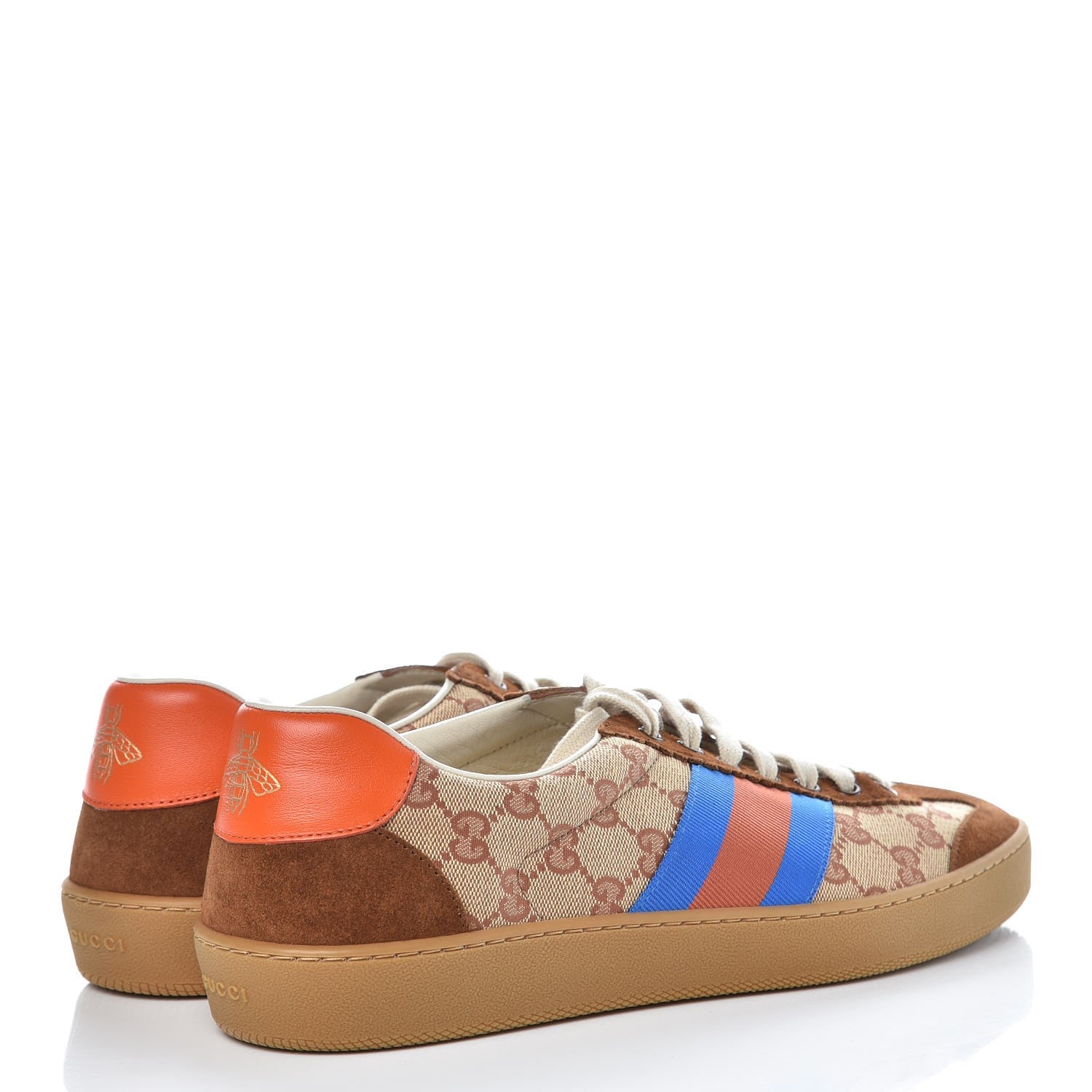 Gucci GG Monogram Suede Web Mens G74 Sneakers 11.5 Beige Ruggine Cuir 4 of 9