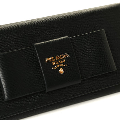 Prada Saffiano Bow Continental Wallet Black 7 of 8