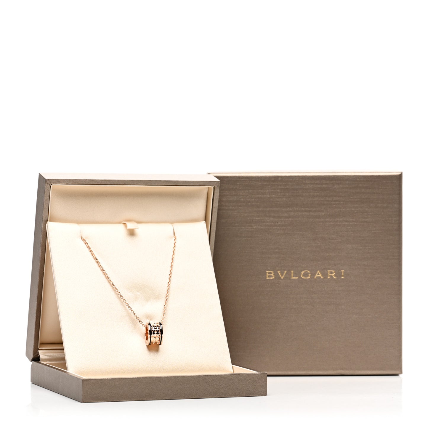 18K Rose Gold Black Ceramic B.Zero1 Rock Pendant Necklace
