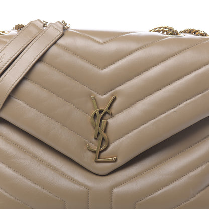 Saint Laurent Calfskin Y Quilted Monogram Medium Loulou Chain Satchel Dark Beige 10 of 10