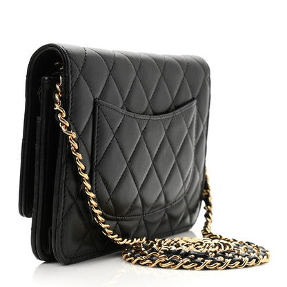 Chanel Lambskin Quilted Wallet On Chain WOC Black 3 of 12