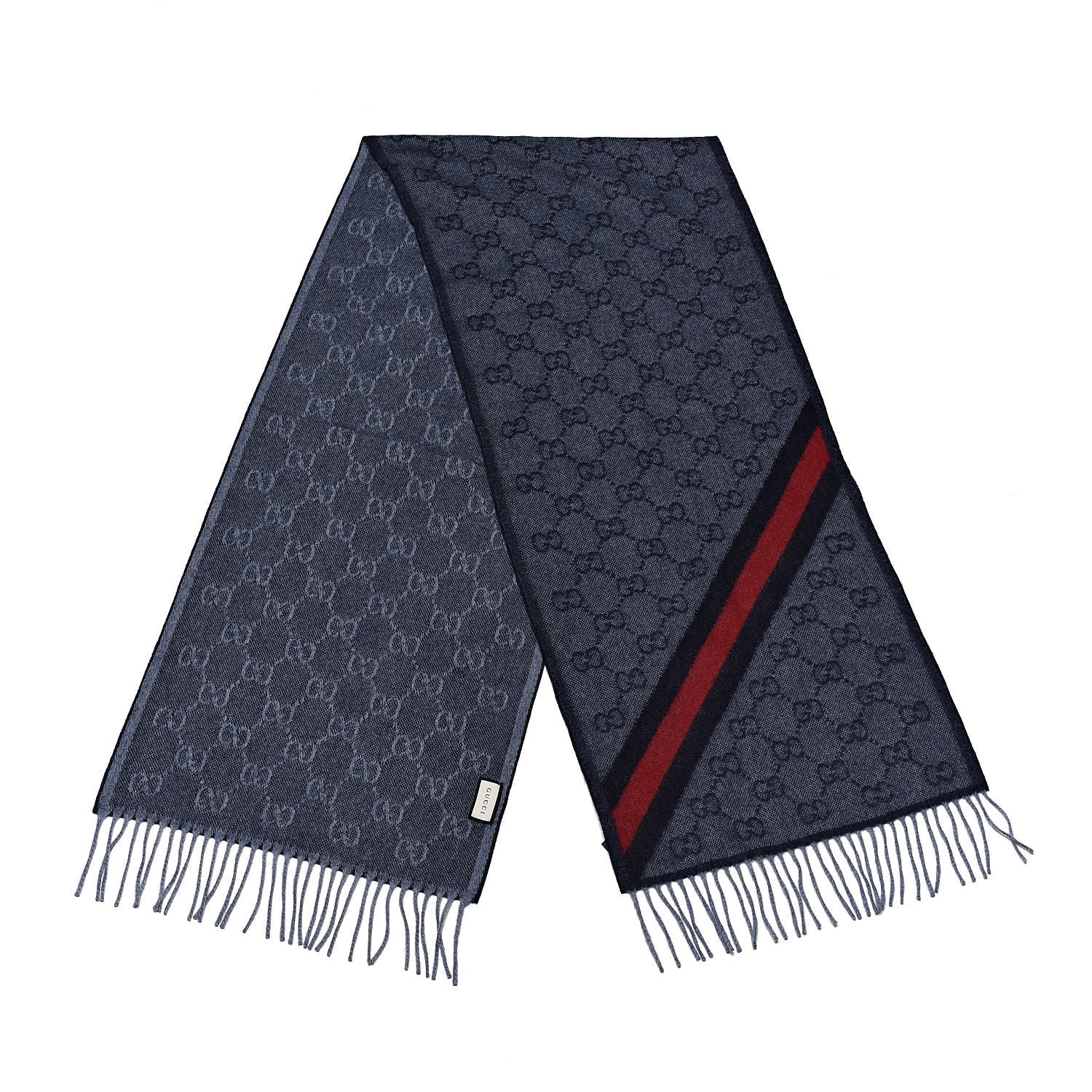 Gucci Wool Alpaca Monogram Web New Nikky Scarf Midnight Blue 3 of 5