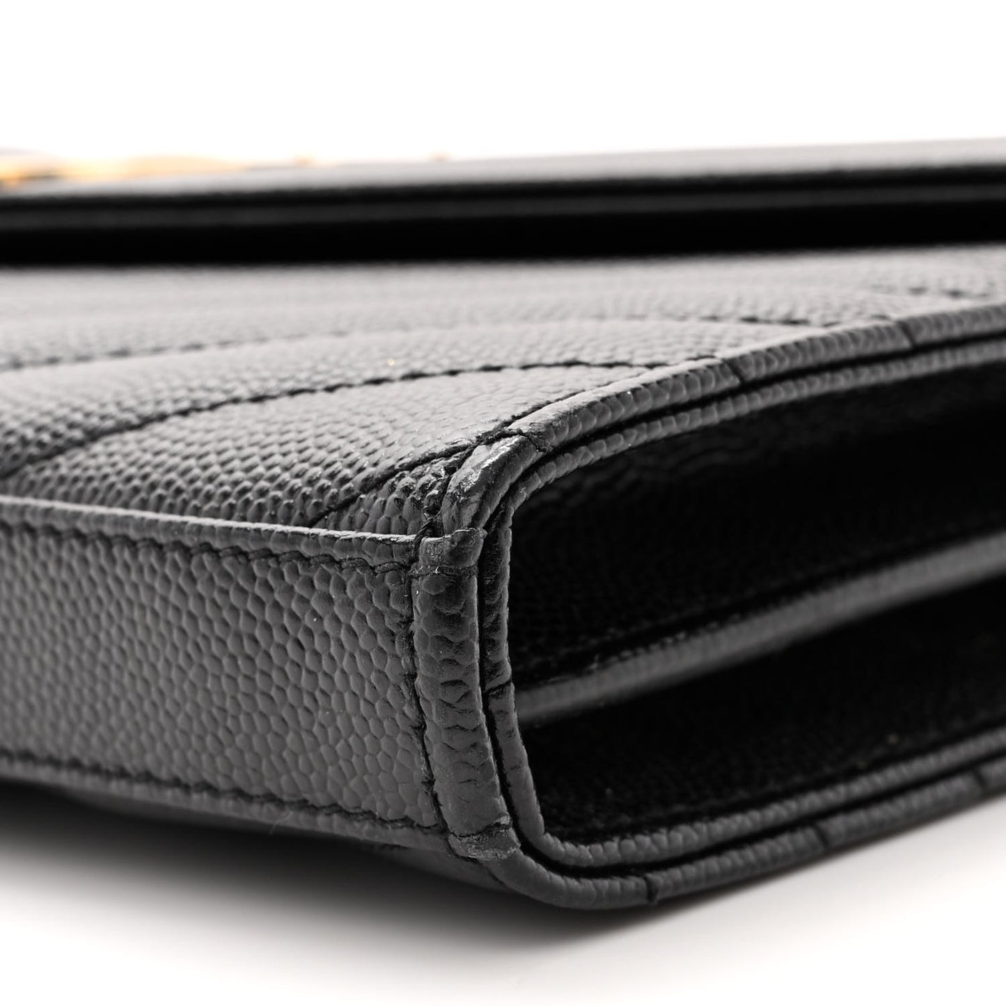 Grain De Poudre Matelasse Chevron Monogram Chain Wallet Black