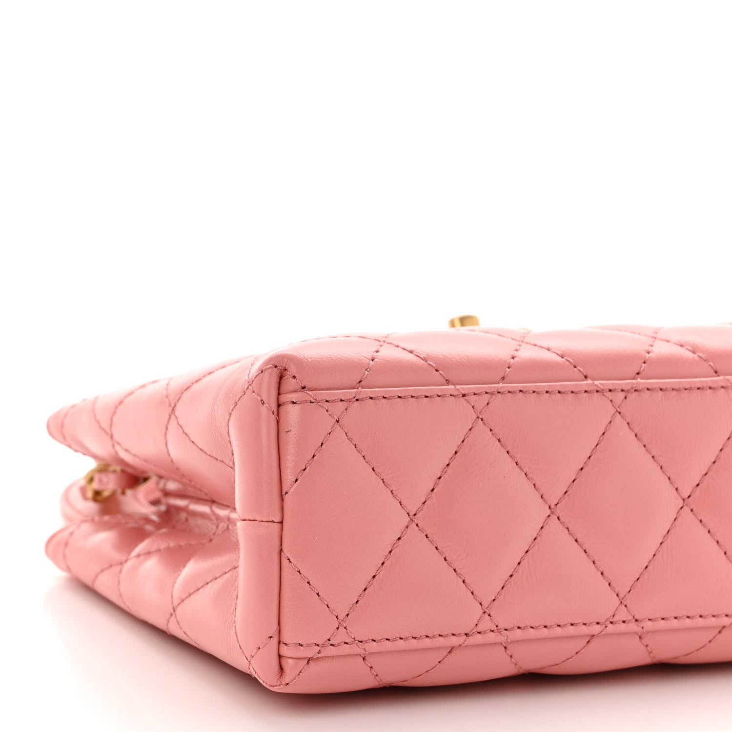 Chanel Shiny Aged Calfskin Quilted Nano Kelly Shopper Coral Pink 9 of 11