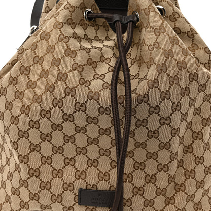Gucci Monogram Dollar Calfskin O Drawstring Backpack Beige Ebony Testa di Moro Dark Chocolate 8 of 10