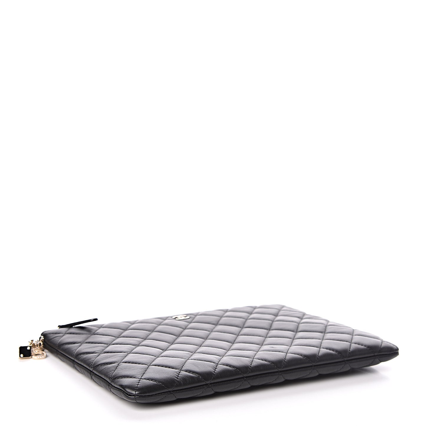 Lambskin Quilted Medium Casino Beauty CC Cosmetic Case Black