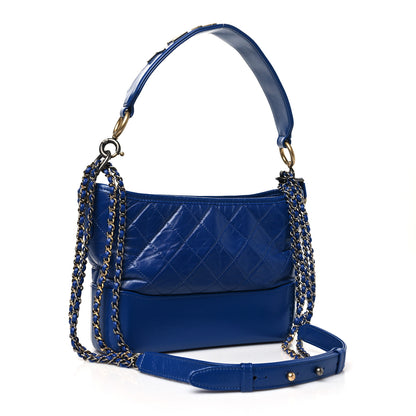 Chanel Aged Smooth Calfskin Quilted Medium Gabrielle Logo Hobo Blue 3 of 10
