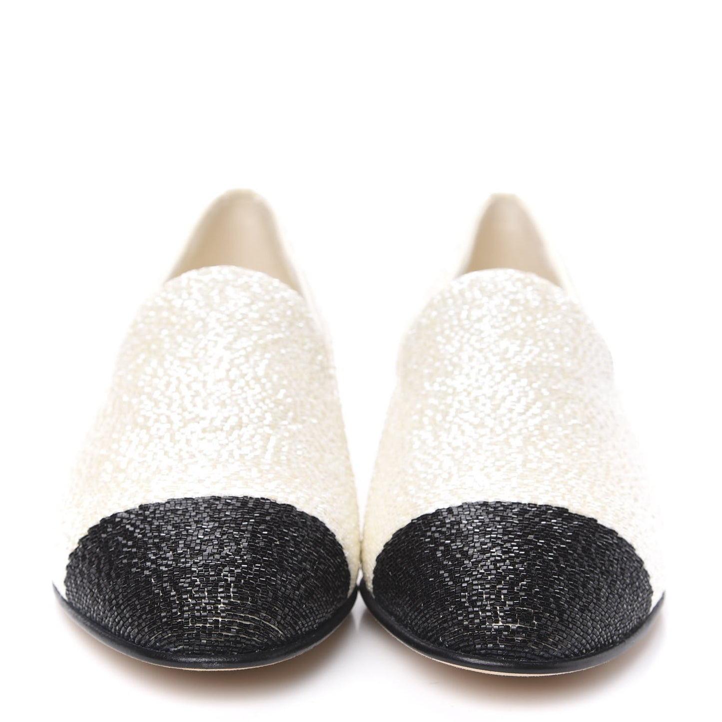 Pearls Embroidery Mocassin Loafers 35.5 Black Ivory