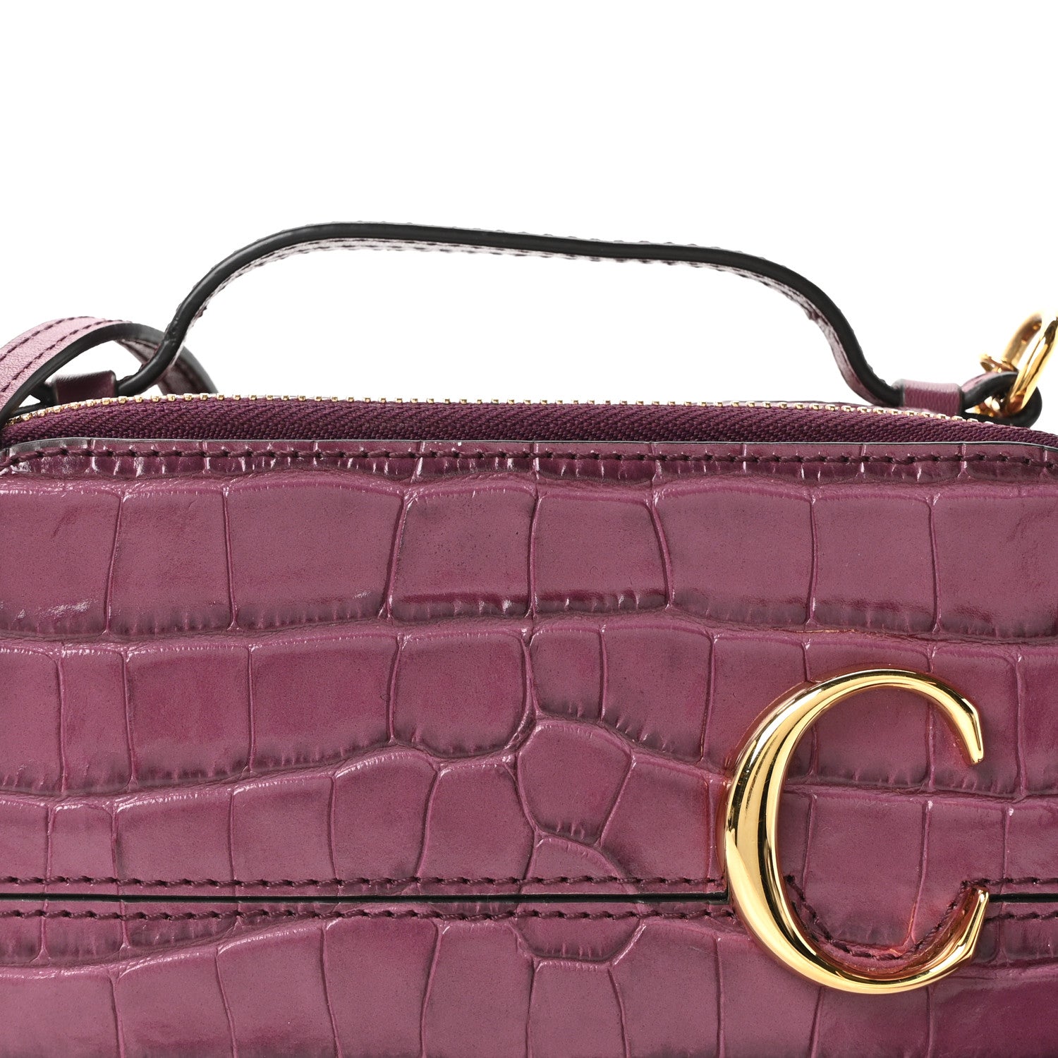 Chloe Calfskin Crocodile Embossed Mini C Vanity Bag Crushed Violet 8 of 10