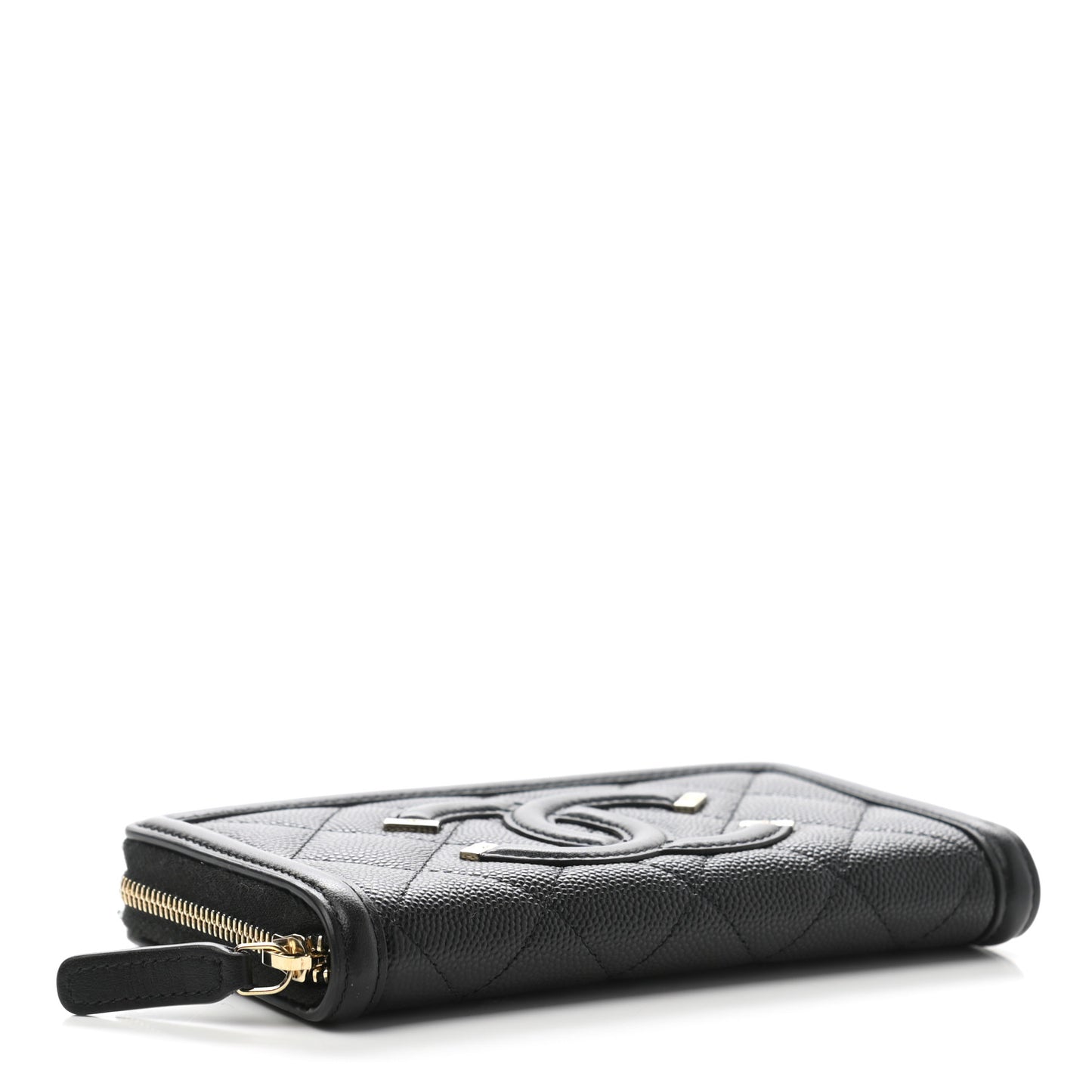 Caviar Quilted Medium Filigree Zip Around Wallet Black