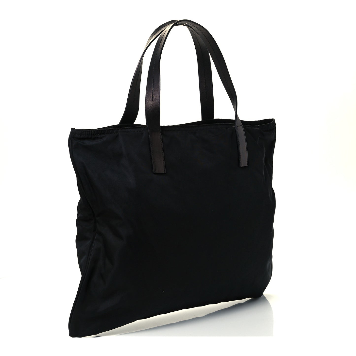 Tessuto Nylon Calfskin Shopping Tote Black