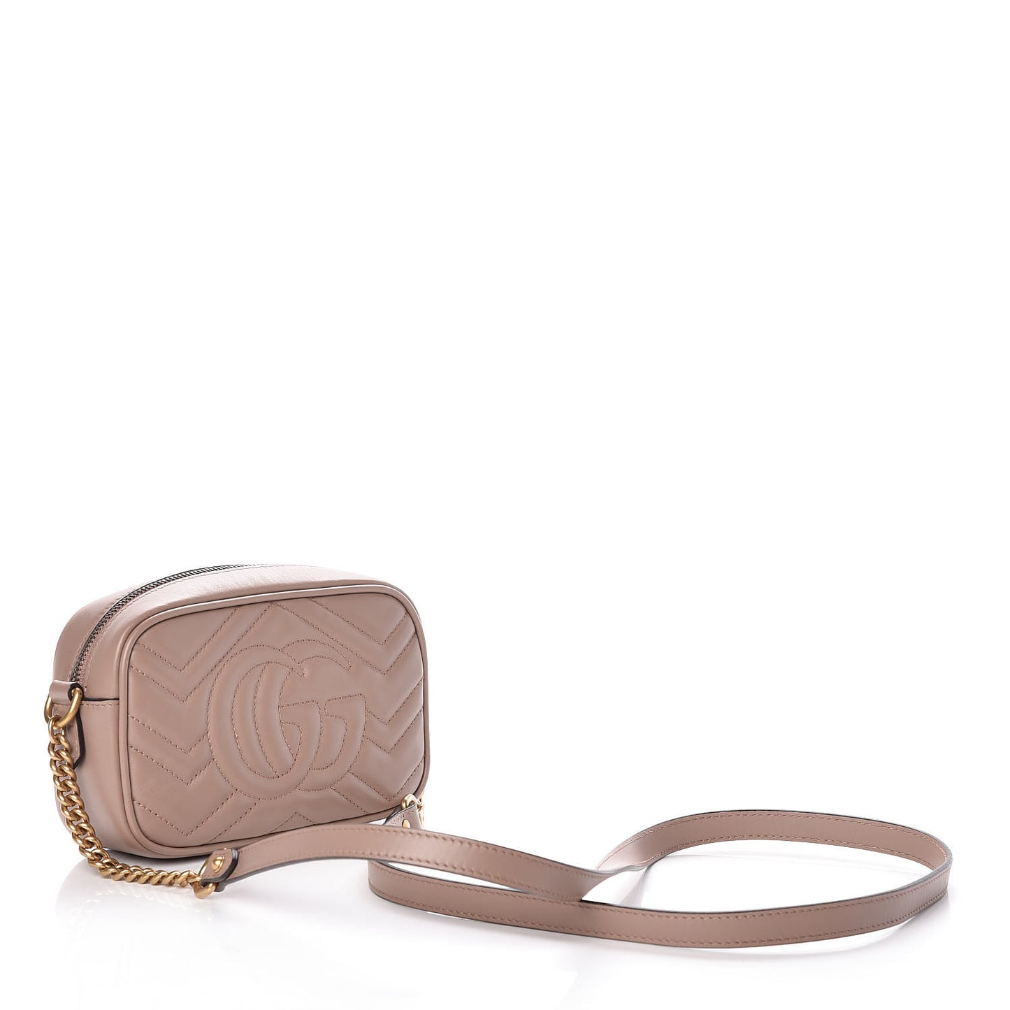 Calfskin Matelasse Mini GG Marmont Chain Shoulder Bag Nude