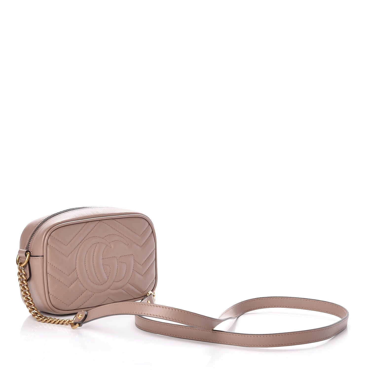 Gucci Calfskin Matelasse Mini GG Marmont Chain Shoulder Bag Nude 4 of 10