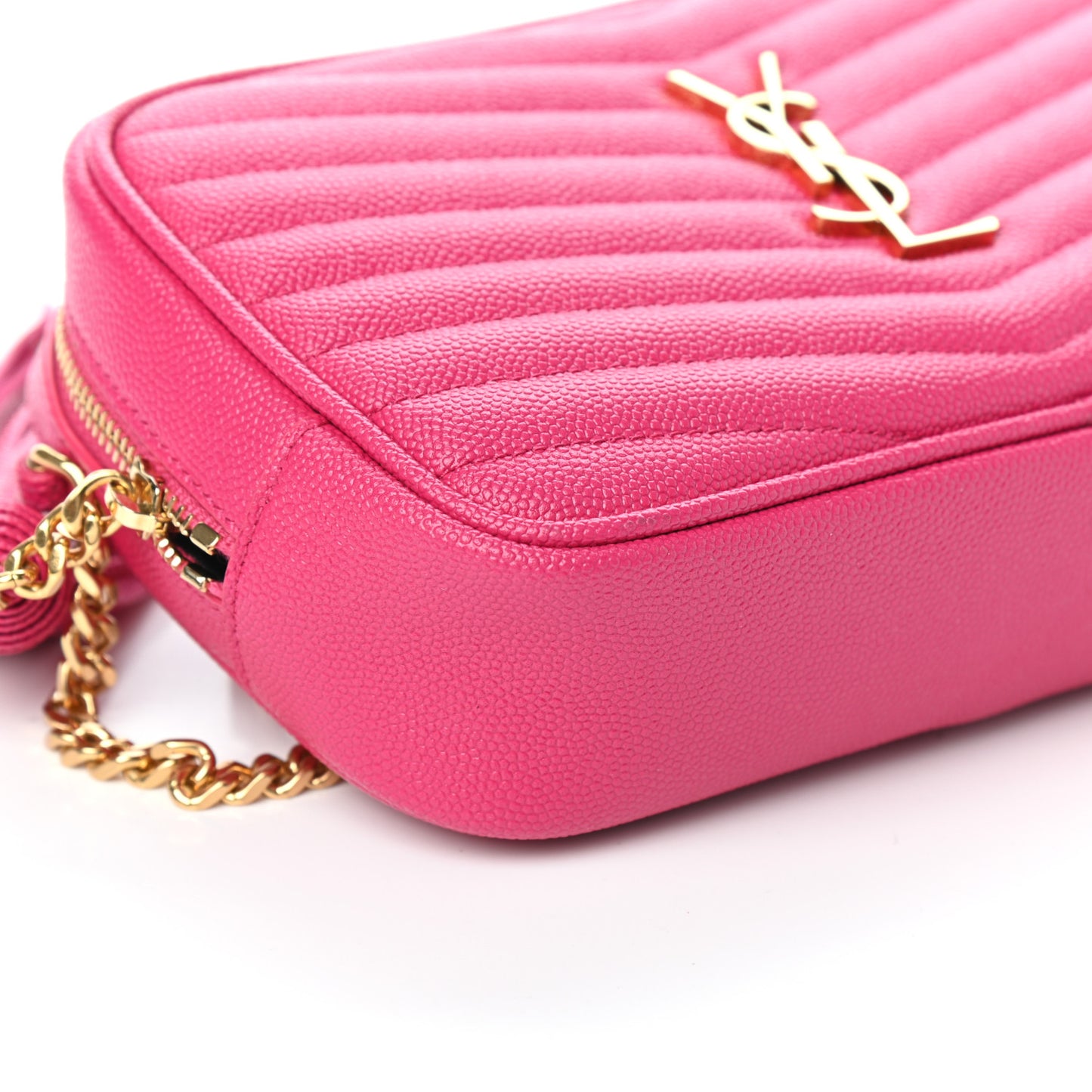 Grain De Poudre Matelasse Monogram Mini Lou Camera Bag Fuchsia