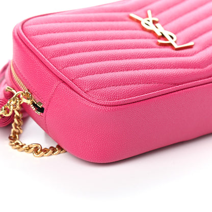 Saint Laurent Grain De Poudre Matelasse Monogram Mini Lou Camera Bag Fuchsia 8 of 9