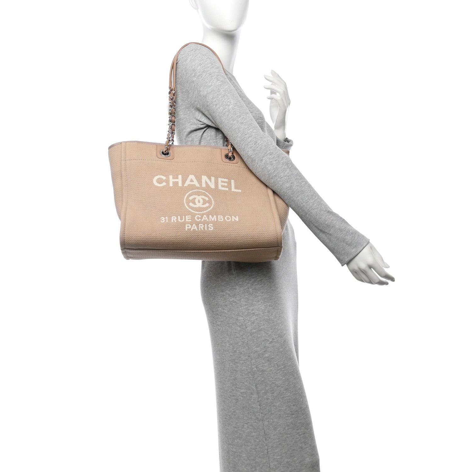 Chanel Mixed Fibers Small Deauville Tote Beige 2 of 11