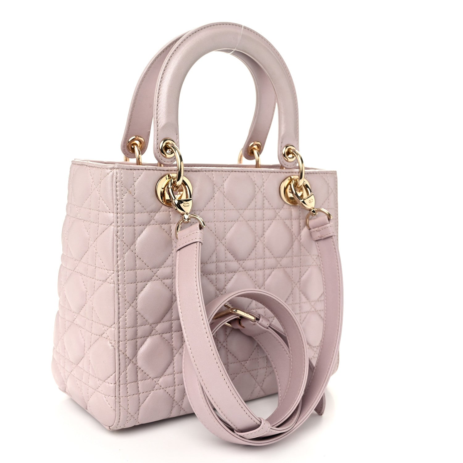 Christian Dior Pearly Lambskin Cannage Medium Lady Dior Lotus 3 of 10