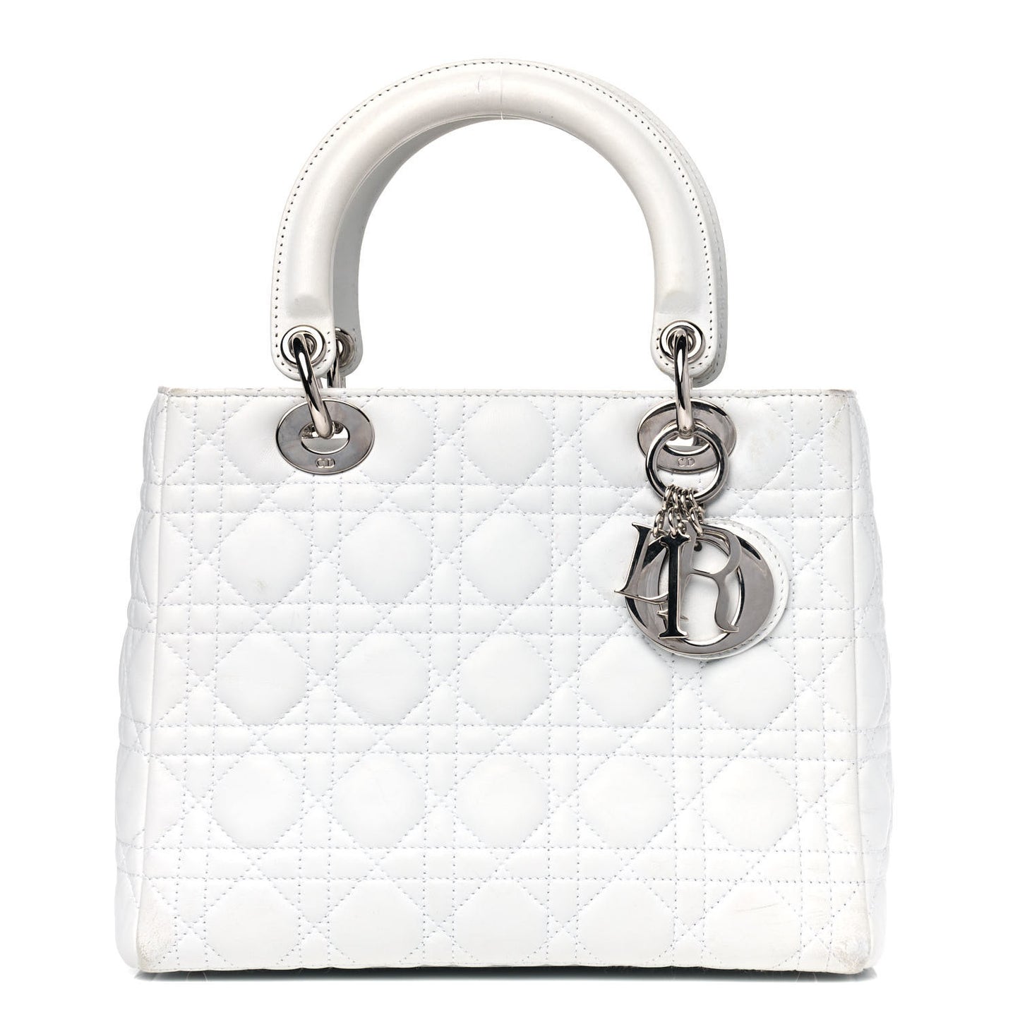 Lambskin Cannage Medium Lady Dior White
