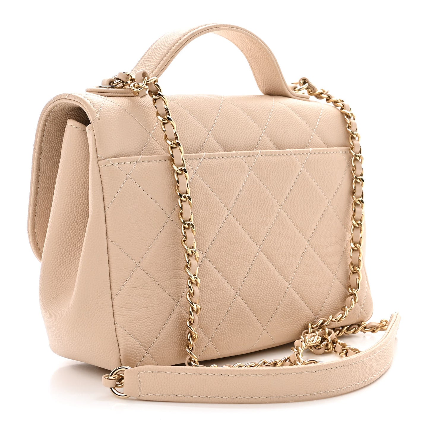 Caviar Quilted Small Business Affinity Flap Beige