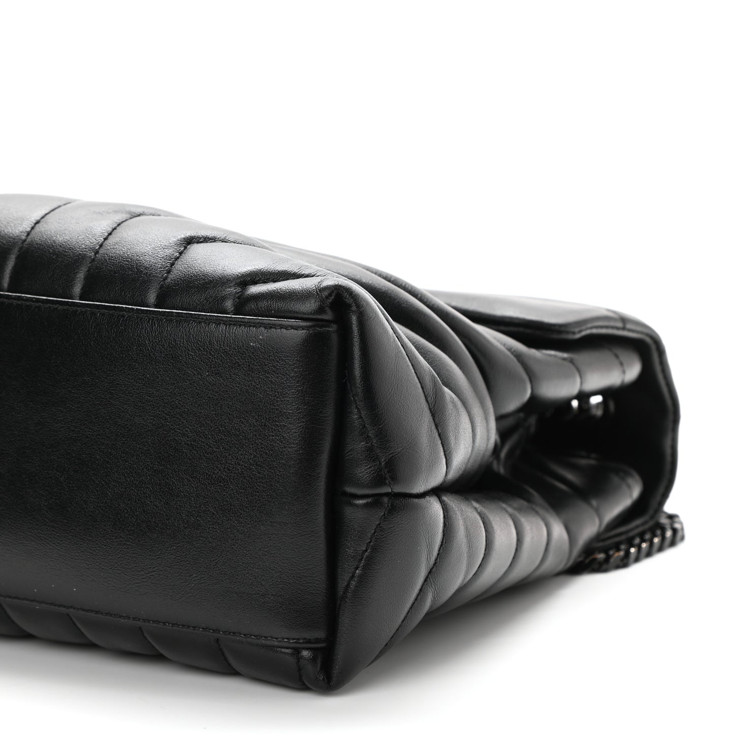 Calfskin Y Quilted Monogram Medium Loulou Chain Satchel Black