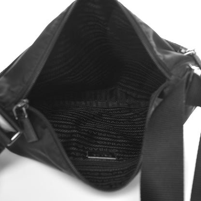 Prada Nylon Flat Messenger Bag Black 5 of 9