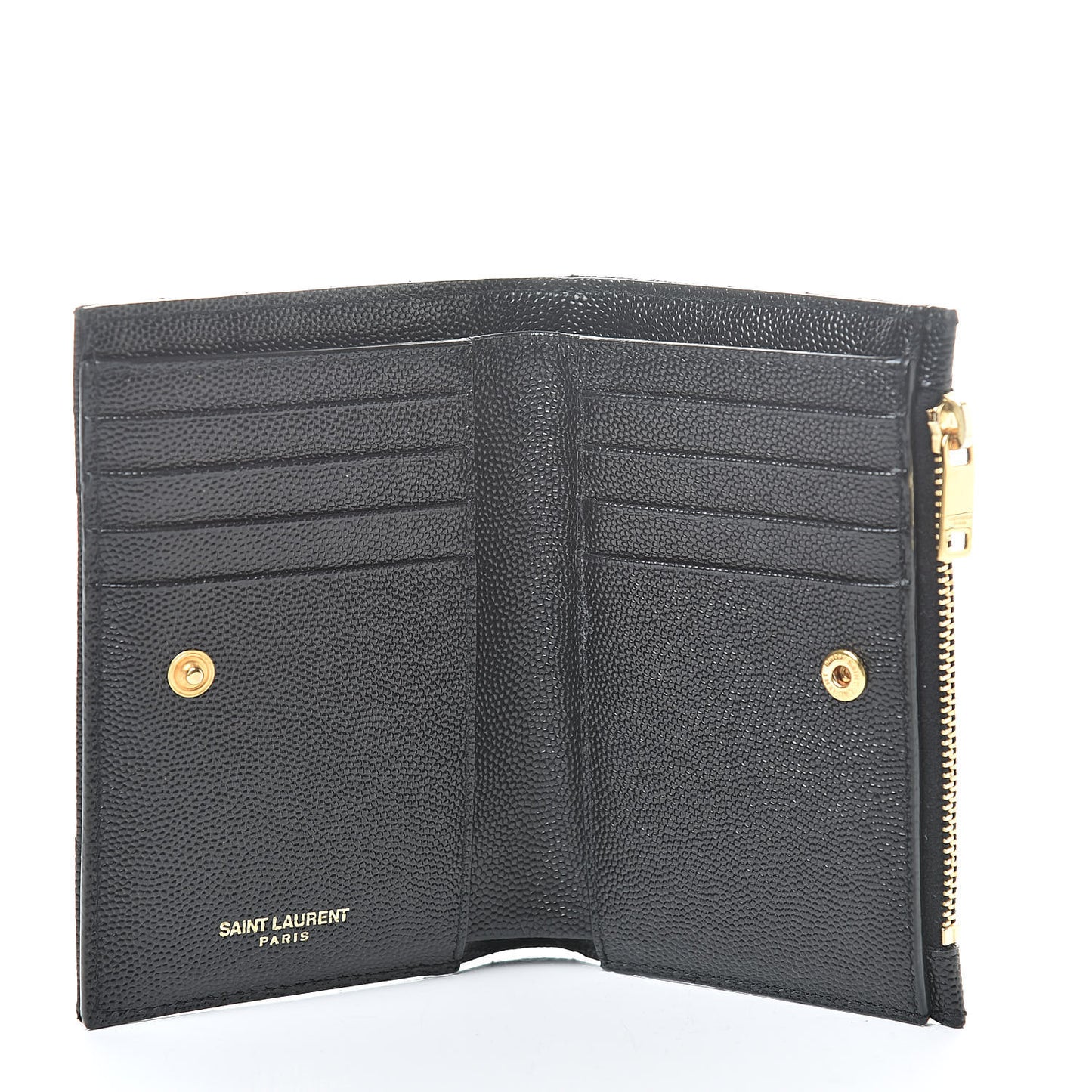 Grain De Poudre Matelasse Chevron Monogram Zipped Two-Part Wallet Black