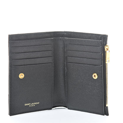 Saint Laurent Grain De Poudre Matelasse Chevron Monogram Zipped Two-Part Wallet Black 5 of 8