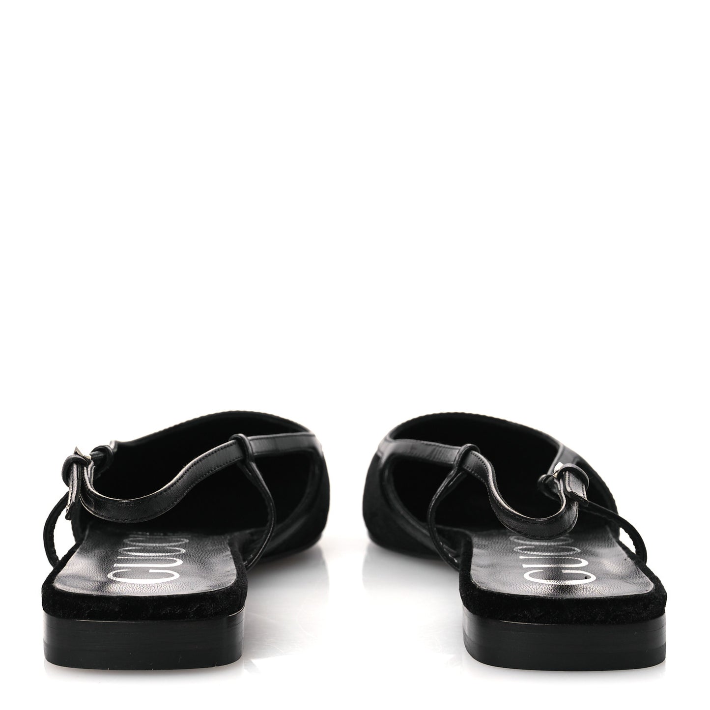 New Velvet Ashmir GG Monogram Malaga Kid Slingback Ballet Flats 37 Black