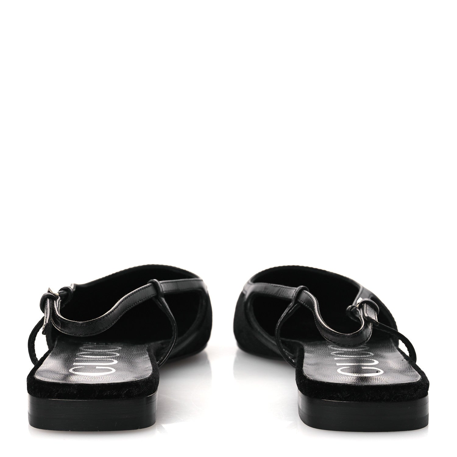 Gucci New Velvet Ashmir GG Monogram Malaga Kid Slingback Ballet Flats 37 Black 6 of 10