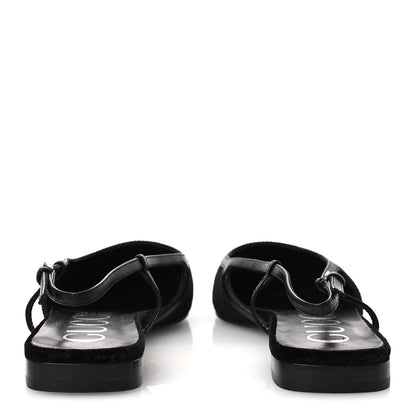 Gucci New Velvet Ashmir GG Monogram Malaga Kid Slingback Ballet Flats 37 Black 6 of 10