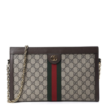 Gucci GG Supreme Monogram Web Medium Ophidia Chain Shoulder Bag Brown 1 of 10
