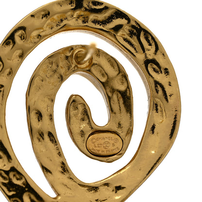 Chanel Metal Textured CC Scroll Drop Earrings Gold 4 of 5