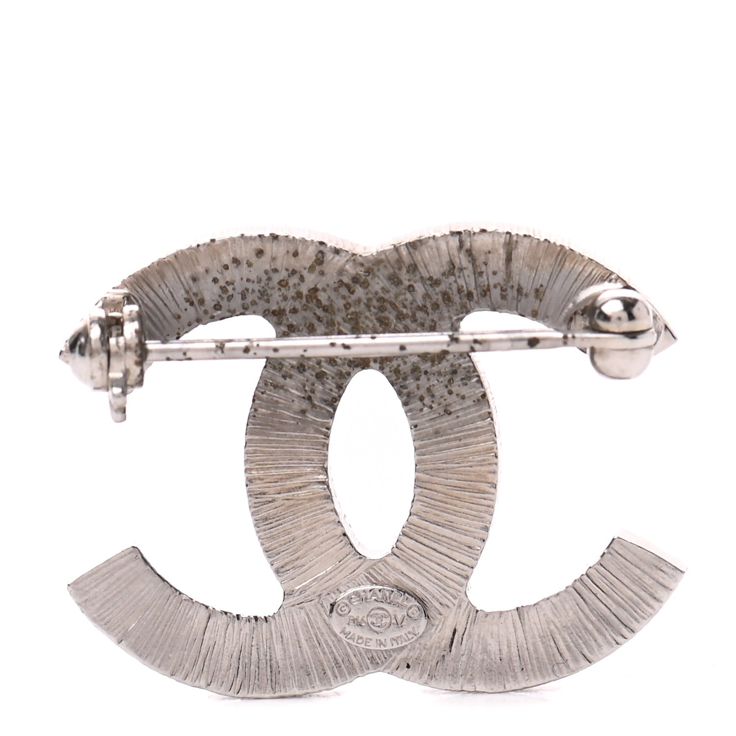 Chanel Baguette Crystal CC Brooch Silver 3 of 4