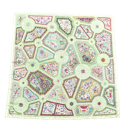 Hermes Silk Les Chemins Secrets Scarf 140 Vert Fuchsia White 1 of 4