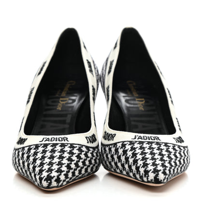 Christian Dior Wool Ribbon Houndstooth Embroidered J'Adior 65mm Pumps 36 Black White 2 of 10