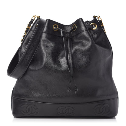 Chanel Caviar CC Drawstring Shoulder Bag Black 3 of 10