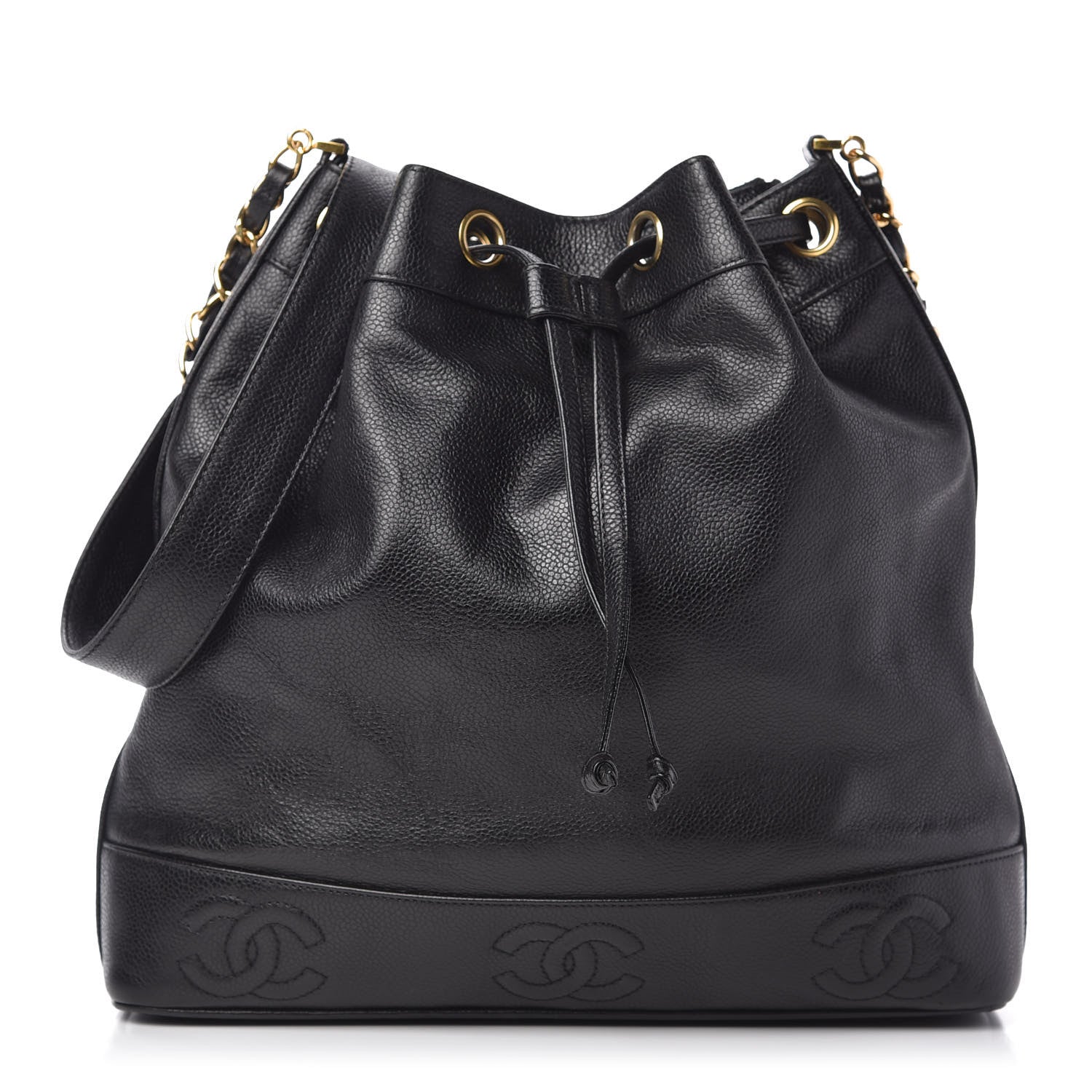 Chanel Caviar CC Drawstring Shoulder Bag Black 3 of 10