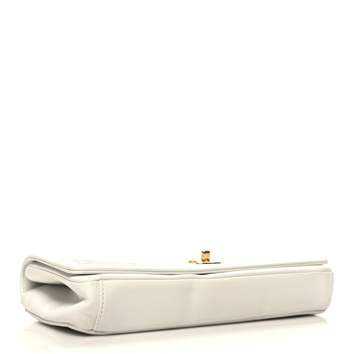 Grained Calfskin Embroidered Captain Gold Clutch White
