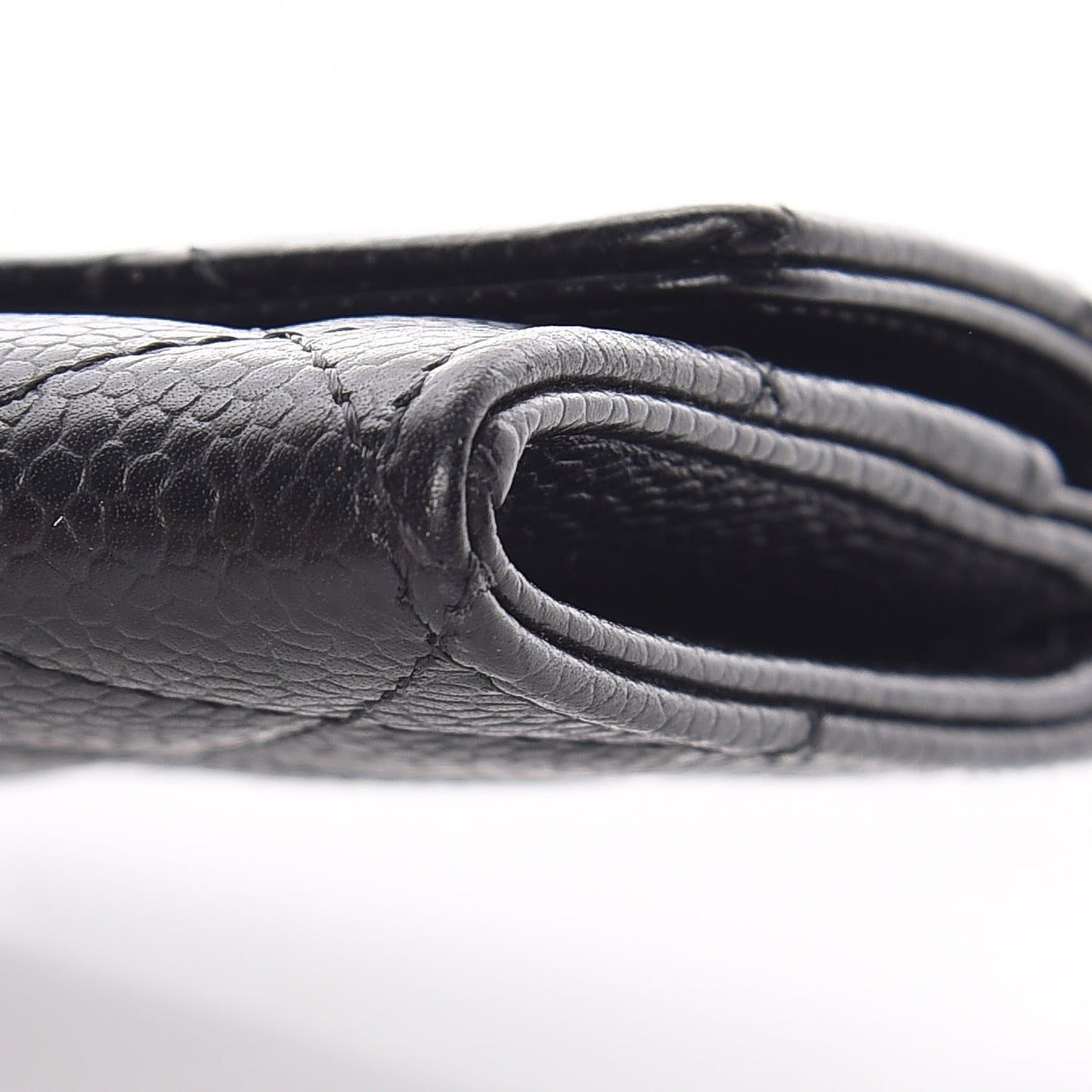 Caviar Quilted Flap Card Holder Black