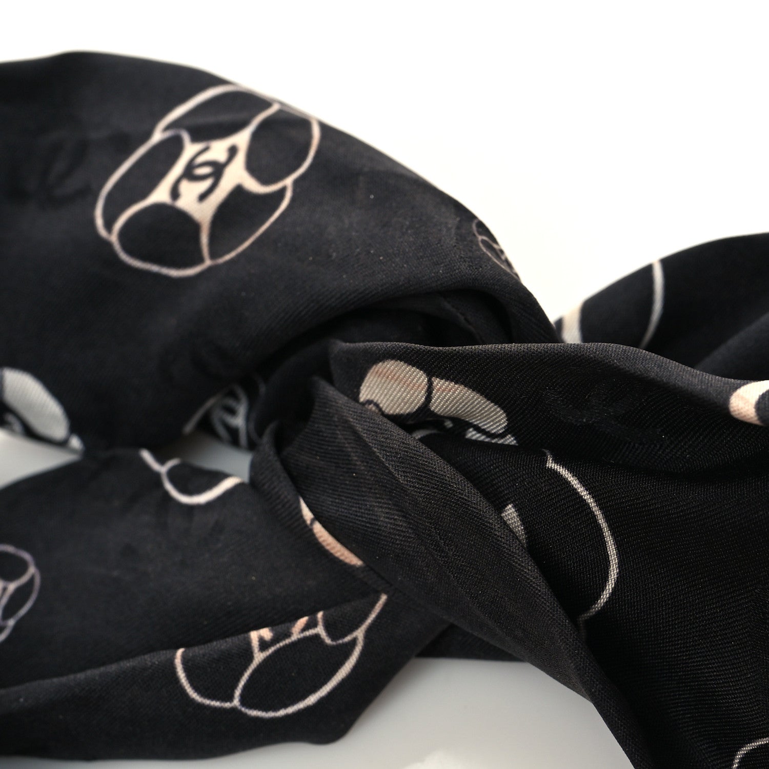 Chanel Silk Twill CC Hair Headband Black White 3 of 4